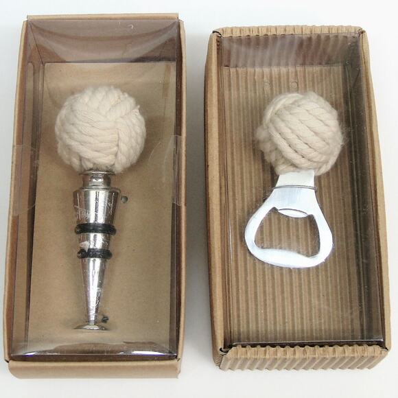 Set 2 Thirstystone BOTTLE OPENER + WINE STOPPER KEEPER Boat Rope Nautical Knots - Picture 7 of 8